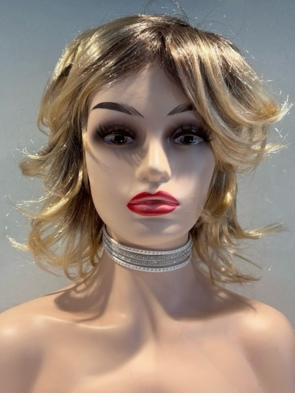 White Rhinestone Snap Closure Choker